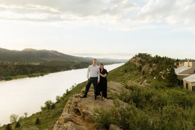 Standing on a rock outcrop high above Horsetooth Reservoir