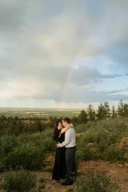 Kissing beneath a rainbow